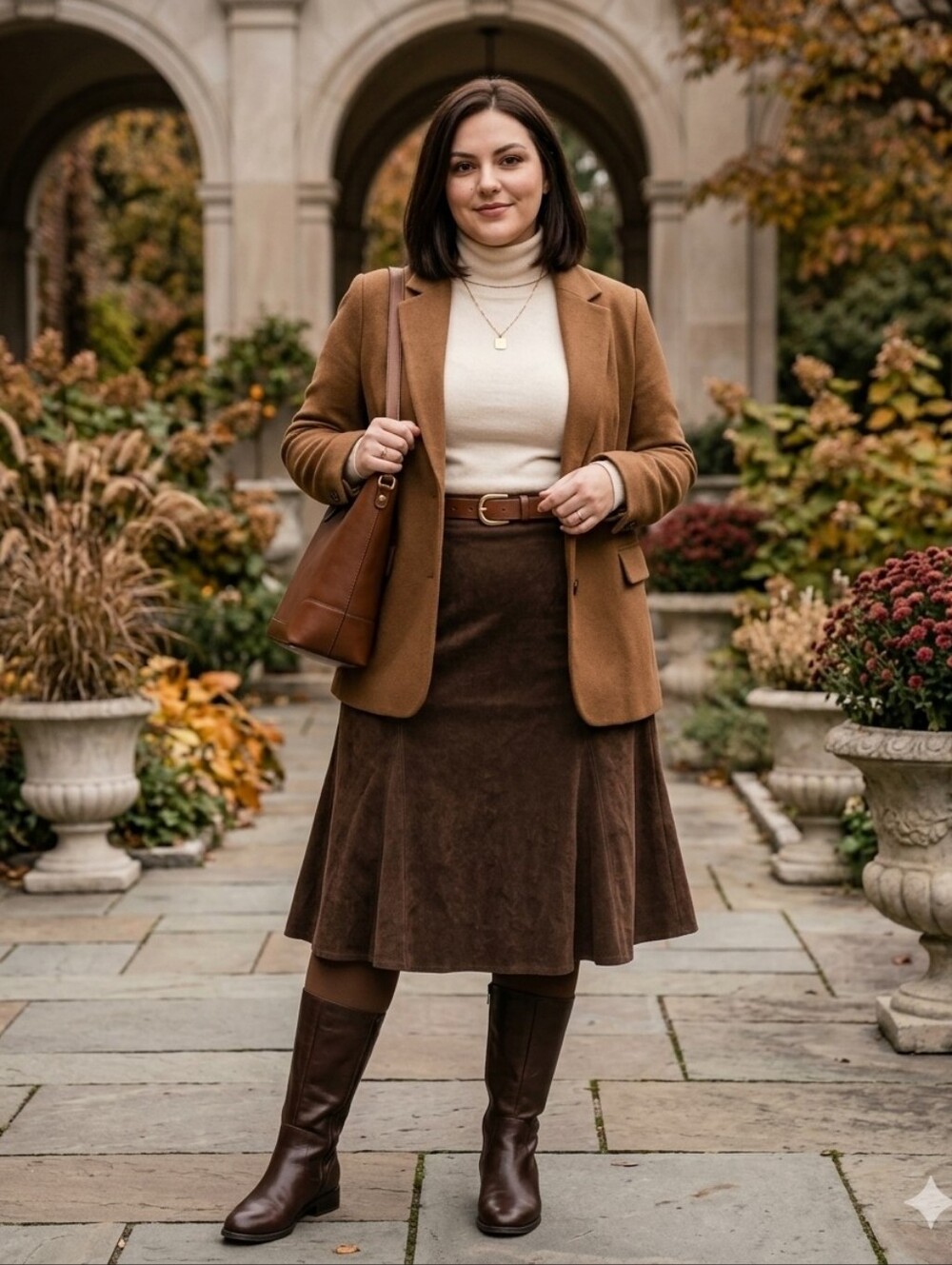 JM Collection Brown Faux Suede Skirt 14W Boho Whimsigoth Academic Trumpet Midi